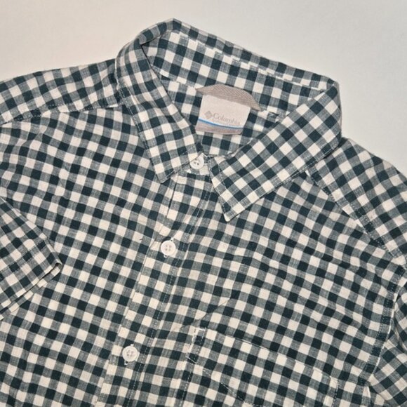 Columbia Shirt Mens Small Green Check Short Sleeve Button Up Outdoors Hiking - Picture 1 of 6